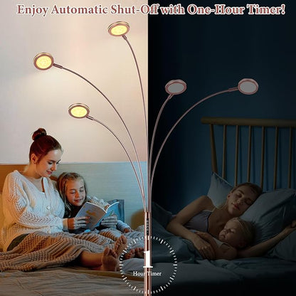 Bairth LED Arc Floor Lamp with Remote, 2250LM Dimmable Floor Lamp with Timer, Adjustable Colors, Brightness & 5 Adjustable Arms, Tall Standing Lamp for Living Room Bedroom, Oil-Rubbed Bronze
