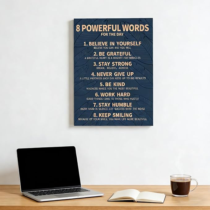 8 Rules of Life Canvas Wall Art Motivational Office Painting Picture Wall Decor Inspirational Positive Sayings Poster Print Artwork for Office School Library Decor 24x36 in Wrapped Canvas