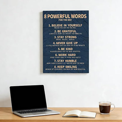 8 Rules of Life Canvas Wall Art Motivational Office Painting Picture Wall Decor Inspirational Positive Sayings Poster Print Artwork for Office School Library Decor 24x36 in Wrapped Canvas