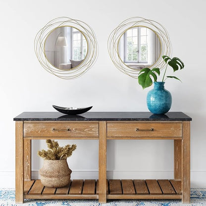 ironsmithn Wall Mirror Mounted Round Decorative Mirrors Circle for Bathroom Vanity, Living Room or Bedroom (Gold1)