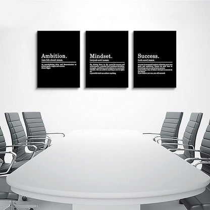 Inspirational Canvas Painting Wall Art -EPHANY ART - Mindset Quotes Prints, Motivational Wall Art Success Framed Entrepreneur Poster Positive Quotes Wall Poster for Home Office Workplace (M-3pcs,20x30inchx3pcs)