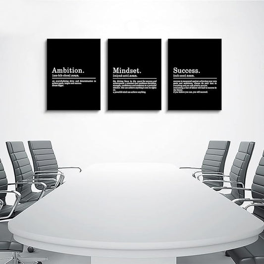 Inspirational Canvas Painting Wall Art -EPHANY ART - Mindset Quotes Prints, Motivational Wall Art Success Framed Entrepreneur Poster Positive Quotes Wall Poster for Home Office Workplace (M-3pcs,20x30inchx3pcs)