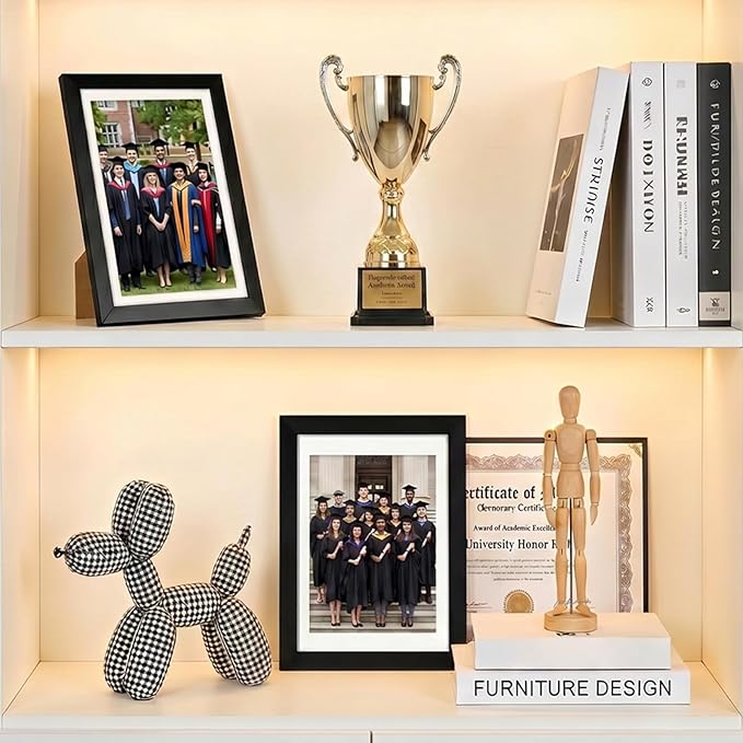 Fixwal 4x6 Picture Frame Set of 6 with Shatter Resistant Plastic Glass, Thin Border and Light Weight Photo Frames for Wall or Tabletop Display, Gift for Mother's Day, Father's Day, Graduation, Black