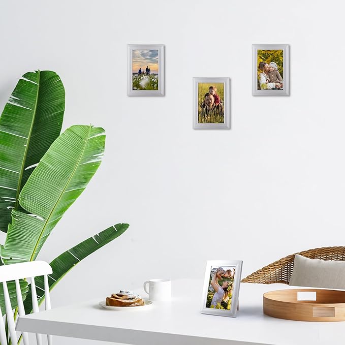Giftgarden 4x6 Picture Frame Silver Set of 12, Multi Modern 4 by 6 Photo Frames Bulk for Wall or Tabletop Display