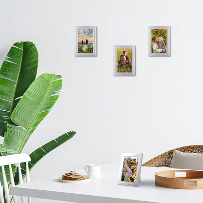 Giftgarden 4x6 Picture Frame Silver Set of 12, Multi Modern 4 by 6 Photo Frames Bulk for Wall or Tabletop Display