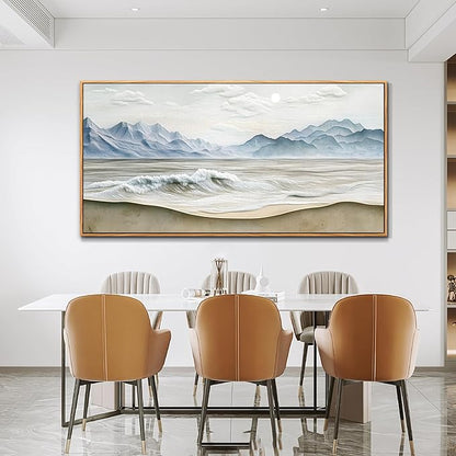 Wapluam Large Framed Canavs Wall Art,Ocean Wall Decor Living Room,Modern Nature Coastal Landscape Painting, Above Bed Beach Wall Art, Sea Waves Pictures Artwork for Bedroom Bathroom home office 30x60