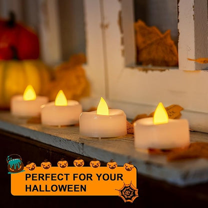 merrynights LED Candles, 50Pack Tea Lights Candle Battery Operated Bulk, Flameless Tealight Candle, Realistic Tea Lights for Christmas Halloween Wedding Diwali Decor, 1.5'' D X 1.25'' H, Warm Yellow