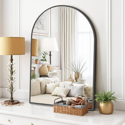 Arched Wall Mirror 36x24 Inch Black Bathroom Vanity Mirror with Metal Frame, Modern Arch Mirror for Bedroom, Living Room, Entryway, Wall Mounted Decorative Mirror