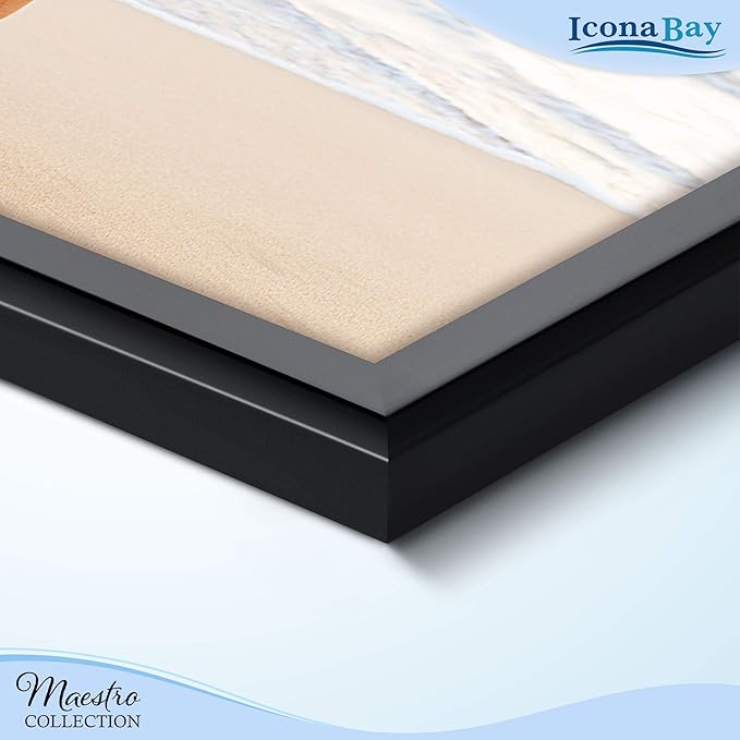 Icona Bay Combination Black Picture Frames Set - 10 PC (Five 4x6, Three 5x7, Two 8x10), Classy Contemporary Style, Maestro Collection for Wall Gallery