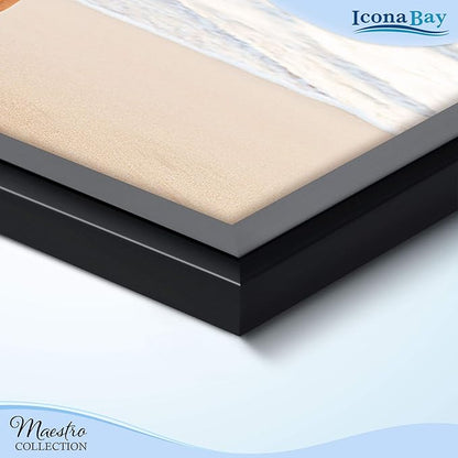 Icona Bay Combination Black Picture Frames Set - 10 PC (Five 4x6, Three 5x7, Two 8x10), Classy Contemporary Style, Maestro Collection for Wall Gallery