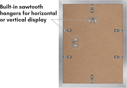 Americanflat 9x12 Picture Frame with Polished Plexiglass - Set of 5 - Use as 6x8 Frame with Mat or Display 9x12 Photo Without Mat - Galleria Collection - Picture Frames for Wall Display - Silver