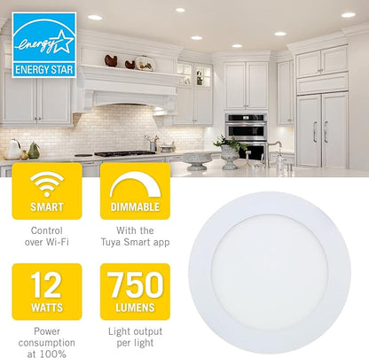 Armacost Lighting Canless Smart Recessed RGB+WW LED Downlights for New Build – 4 Pack