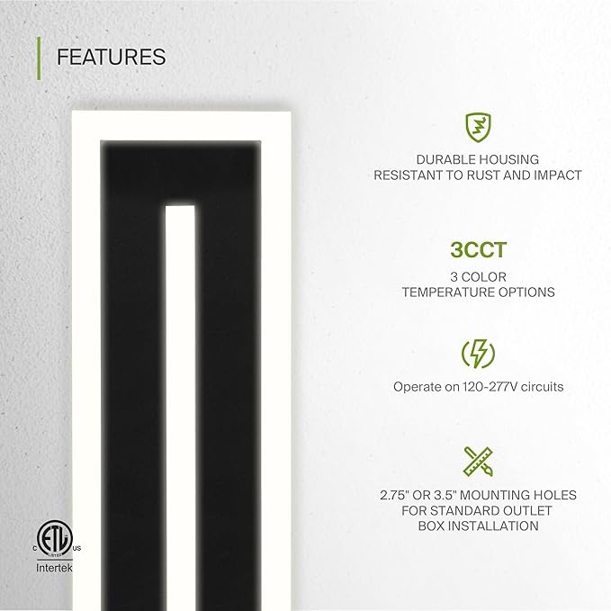 ASD LED 72" Long Wall Mount Light Fixture, Outdoor & Indoor Linear Sconce | 3CCT, Dimmable, Waterproof, Anti-Rust, ETL Listed | 40W 2330LM 3000-5000K 100-277V | Exterior Porch Lighting | Black