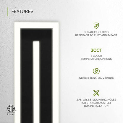 ASD LED 72" Long Wall Mount Light Fixture, Outdoor & Indoor Linear Sconce | 3CCT, Dimmable, Waterproof, Anti-Rust, ETL Listed | 40W 2330LM 3000-5000K 100-277V | Exterior Porch Lighting | Black, 2 Pack