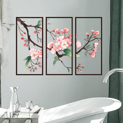 Resama 3 Pcs Metal Wall Art, Flowers Decor Hanging Flower, 2D Rustic Metal Wall Sculpture for Living Room Bedroom, Modern Floral Nature Wall Hanging Decor (28x17in)