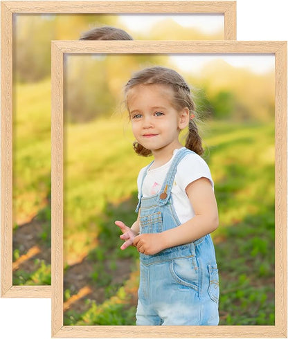 ATOBART 8x10 OAK Natural Wood Photo Frame,2 Pack Picture Frames Real Glass front Wall Hanging Gallery for Wall and Tabletop Display,set of 2