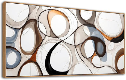 Large Wall Art for Lving Room-Textured Abstract Canvas Wall Art Framed Artwork for Walls Bedroom Wall Decor Above Bed Brown and Blacke Modern office Decorations 29×58IN
