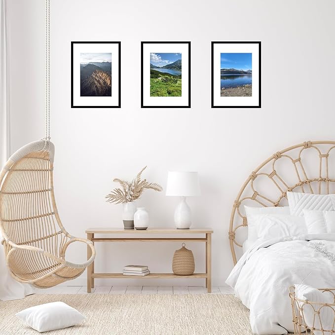 JCJMY 11.7x16.5 A3 Picture Frame Set of 6 Black with A4 Mat, Display Photo 8.3x11.7 with Mat or 11.7 x 16.5 Without Mat, Wall Hanging Large Frame with Plexiglass, 6 Pack, Black