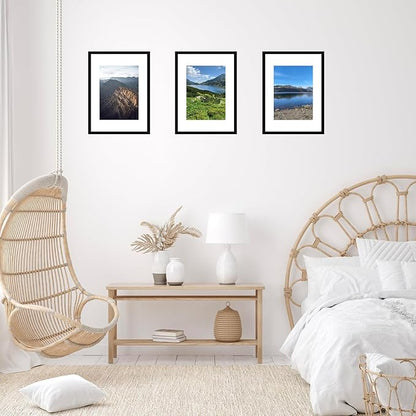 JCJMY 11.7x16.5 A3 Picture Frame Set of 6 Black with A4 Mat, Display Photo 8.3x11.7 with Mat or 11.7 x 16.5 Without Mat, Wall Hanging Large Frame with Plexiglass, 6 Pack, Black