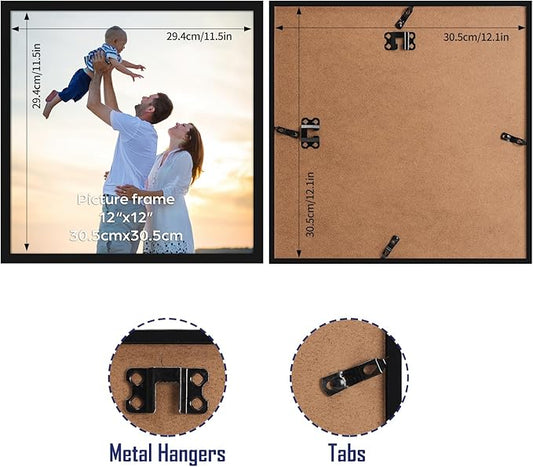 Hoikwo 18 Packs 12x12 Black Plastic Multi Picture Frames Set with Plastic Cover, for Family Photos, Artwork, Light Weight Bulk 12 by 12 Frames Pack for Wall Hanging, Stylish Picture Frames