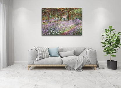 Irises in Monet's Garden, 1900 by Claude Monet - Large Canvas Art Bathroom Wall Decor Painting Print Framed for Living Room Bedroom Home Kitchen Decorations 24" x 36"