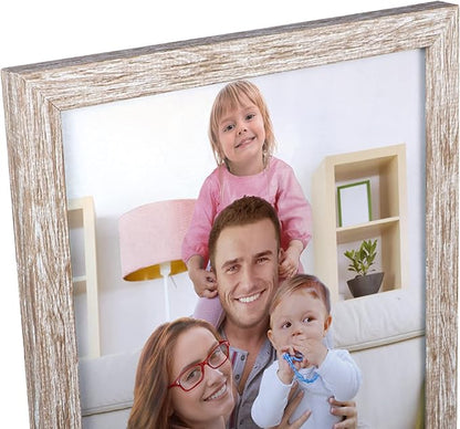 Giftgarden 8x10 Picture Frame Distressed Beige White Set of 12, Multi Rustic Wood Grain 8 by 10 Photo Frames Bulk for Wall or Tabletop Display