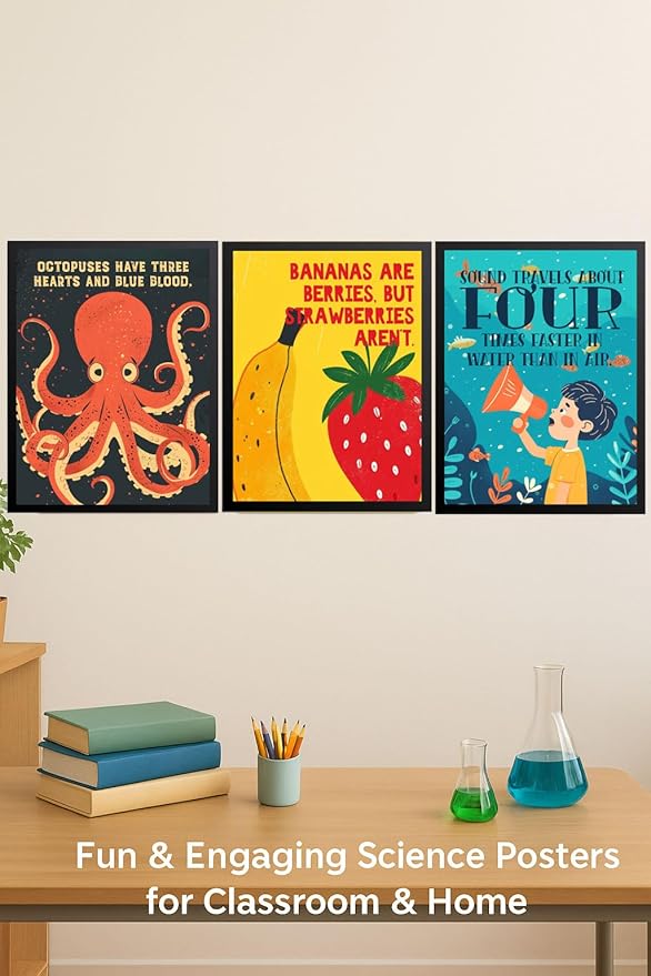 ajdvart 3 Funny Science Posters for Classroom/Home – STEM Teacher Wall Art & Bulletin Board Decorations for Elementary, Middle & High School Classrooms, Unframed Canvas 12"x16"
