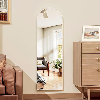 Rowjut Full Length Door Mirror, Wall Mounted Wall Mirrors, 50"X16" Arched Behind Door Mirror for Use in Living Rooms, Rooms, Bedrooms, Cloakrooms, etc. Durable & Stylish Home Decor (White)
