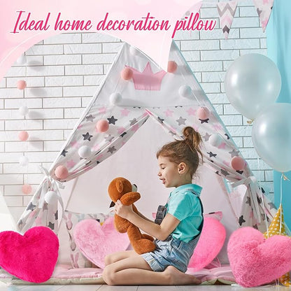 Liliful 6 Pcs Faux Rabbit Fur Heart Pillows Fluffy Heart Throw Pillows Cute Couch Cushion Soft Decorative Throw Cushion for Bed Sofa Girls Women(12 x 11 Inch,Lively Color)