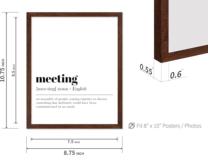 Poster Master Typography Poster - Retro Dictionary Print - Meeting Definition, Assembly of People, Book Page, Funny - Gift for Colleague, Friend - Wall Decor for Home, Office, 8x10 Brown Framed
