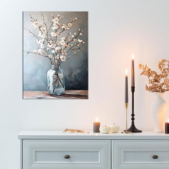 daktenn Floral Canvas Wall Art Bathroom Wall Art Pictures Wall Decor Home Decor Wall Decor for Bedroom Livingroom 24x32 Inches