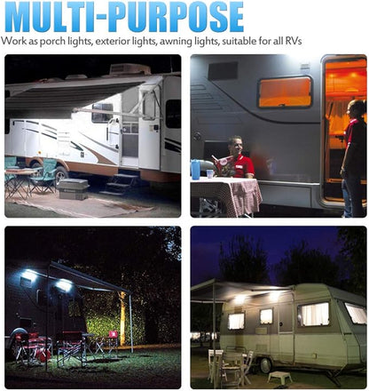 MICTUNING RV Porch Light 12V - Waterproof Exterior Utility Lighting for RVs, Trailers, Campers (2-Pack)
