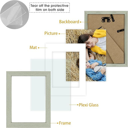 Golden State Art, 6x8 Picture Frame Set of 3 - Matted to 4x6 Photo - Engineered Wood Gallery Frame Set - Wall Mounting or Tabletop Display (Grey,3 Pack)