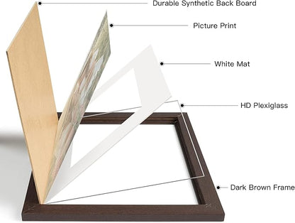 Momentworth 5x7 Picture Frame with Mat for 4x6, Walnut Wood Grain 5 x 7 Dark Brown Gallery Wall Picture Frames for Tabletop or Wall Mounting(4 Pack, Walnut)