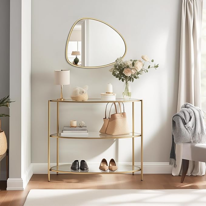 WallBeyond Asymmetrical Mirror, Irregular Wall Mirror, Wall Mirrors Decorative for Bedroom Living Room entryway Hall, Wall Mirror for mid Century Modern Decor 25" H x 20" W, Gold