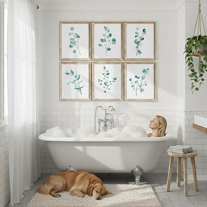 Trendy Eucalyptus Art Prints (Set of 6) Art Print - 11x14 (Unframed) | Refresh Your Space with Contemporary Elegant Botanical Wall Decor | Modern Home Decor | Farmhouse Decor | Home Décor