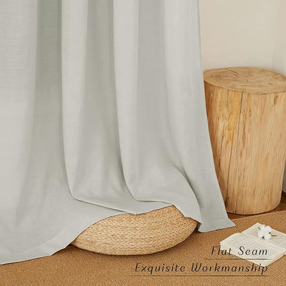 NICETOWN Rustic Linen 102 inch Long Curtains for Living Room, Grommet Privacy Added Thick Linen Weave with Light Filter Window Curtains & Drapes for Bedroom, Gray, W55 x L102, 2 Panels