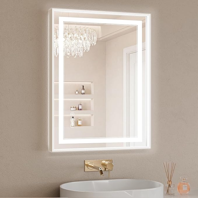 22"x30" LED Bathroom Mirror with Lights, Front & Backlit, Anti-Fog, Dimmable, 3 Color Temperature, CRI 90+, LED Mirror for Bathroom with Premium Full Aluminum Frame, Touch Control with Memory
