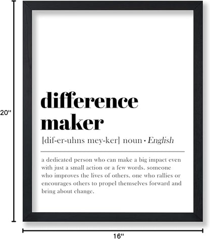 Poster Master Dictionary Art Poster - Definition of Difference Maker Print - Typography Art - Gift for Teacher, Mentor & Boss - Decor for Dorm, Library, Office or Classroom - 16x20 UNFRAMED Wall Art