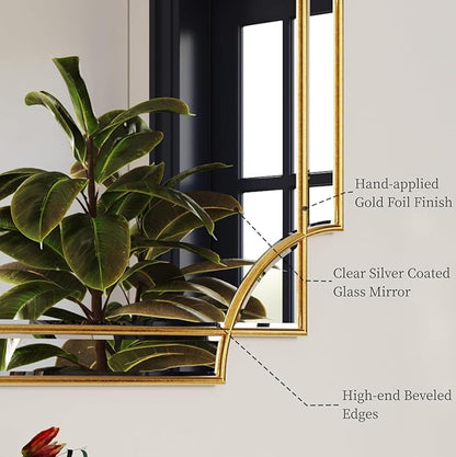 Kelly Miller 20"x30" Small Gold Bathroom Mirror for Wall Mount, Beveled Vanity Mirror for Master Bath Half Bath