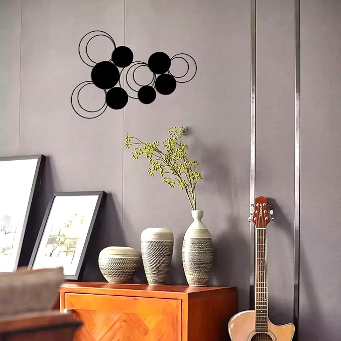 DUOOLN 2 Pcs Black Abstract Metal Wall Art, Minimalist Hanging Wall Decor Single Line Art, 3D Textured Modern Geometrical Metal Wall Sculptures, for Living Room Bedroom Bathroom Study Room Home Decor