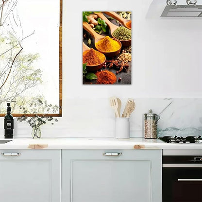 OAAPITI Spices Kitchen Wall Art Culinary Herbs Canvas Print Colorful Food Art Painting for Kitchen Gourmet Decor(Artwork-7,16"x24")