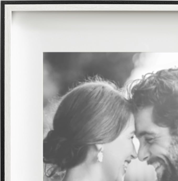 Kate and Laurel Gibson Modern Wall Picture Frame Set of 3; 14x18 matted to 11x14; Black and White; Three-Piece Frame Set for Gallery Wall Frame Set in Living Room Wall Décor