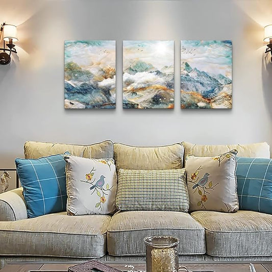 DZRWUBHS Abstract Wall Art For Living Room Bedroom Wall Decor Abstract Mountain Landscape Painting Canvas Art Prints Room Decor Pictures Artwork Office Wall Decorations Farmhouse Home Decor 3 Piece