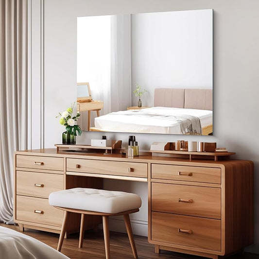 CILIBER Frameless Mirror, 36x40 Mirrors for Wall, Large Bathroom Mirror for Over Sink, Rectangle Frameless Vanity Mirror with Polished Edge, 3mm Tempered Glass, Hangs Horizontally or Vertically