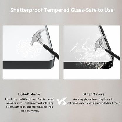 LOAAO 32x36 Inch Black Metal Framed Bathroom Mirror for Wall, Matte Black Bathroom Vanity Mirror Farmhouse, Large Rounded Rectangle Mirror, Anti-Rust, Tempered Glass, Hangs Horizontally or Vertically