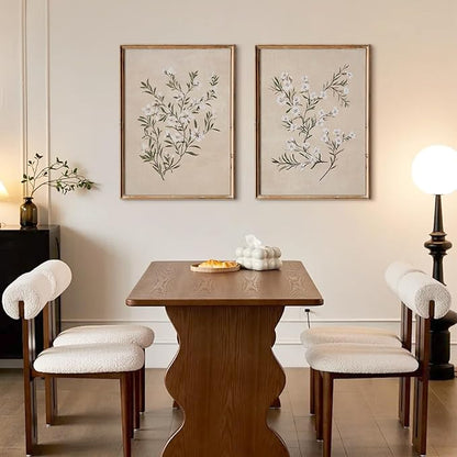 Vintage Botanical Wall Art Neutral Floral Prints Farmhouse Flower Canvas Wall Decor Watercolor Wildflower Pictures Nature Minimalist Artwork for Living Room Bedroom 24x36 Inch Unframed Set of 2