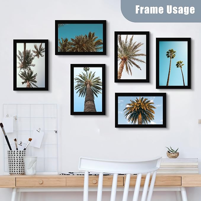BESCRCL 8x12 Picture Frame Black Set of 6, Display Pictures 8x12 Without Mat for Wall Mounting