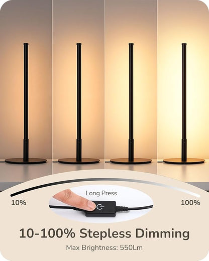 EDISHINE Upgraded LED Table Lamp, Stepless Dimmable Bedside Lamp with 3 Color Temperature, Modern Nightstand Lamp, Desk Lamp for Bedroom, Living Room, Corner, Gift, Metal Finish, Black, 6W