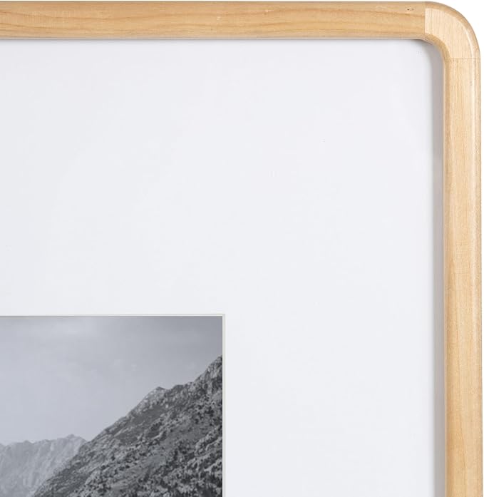 Kate and Laurel Inglewood Modern Wall Picture Frame Set of 3; 16x20 matted to 8x10; Natural Wood; Three-Piece Frame Set for Gallery Wall Accent Set in Living Room Decor